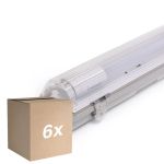 Voordeelpak 6x Noxion LED Waterdichte Montagebalk Behuizing Poseidon V2.0 | incl. 1x Noxion LED Buis T8 Standard Output 9W 900lm - 840 Koel Wit - 60cm