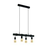 Eglo Hanglamp Townshend Staal Hout Zwart | IP20 - Geschikt voor 4x E27 