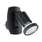Eglo Wandlamp Parrini Lamp met Stekker Zwart 4.5W 345lm - 830 Warm Wit | IP20 - Incl. 1x GU10
